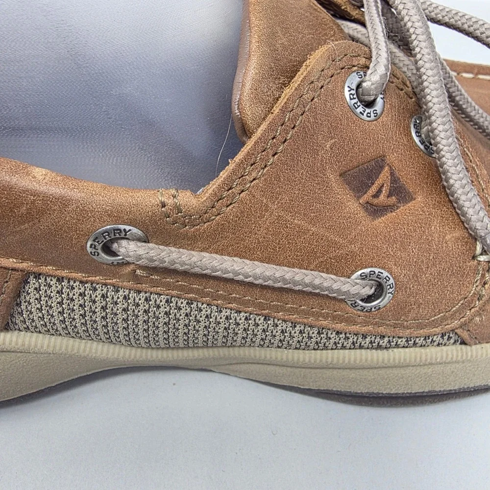 Sperry Billfish Boat Shoes Mens 9 M Tan Leather Mesh Loafers STS22664 Good